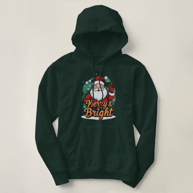 Weihnachten - "Merry & Bright Santa" Hoodie (Design vorne)