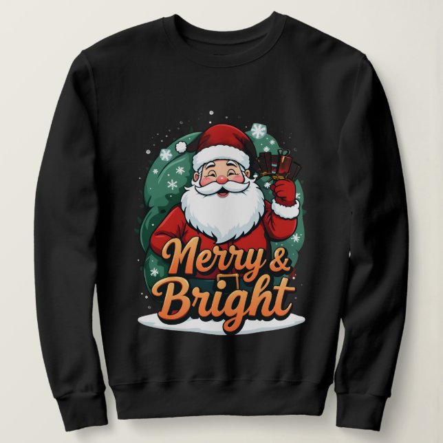 Weihnachten - "Merry & Bright Santa" Sweatshirt (Design vorne)