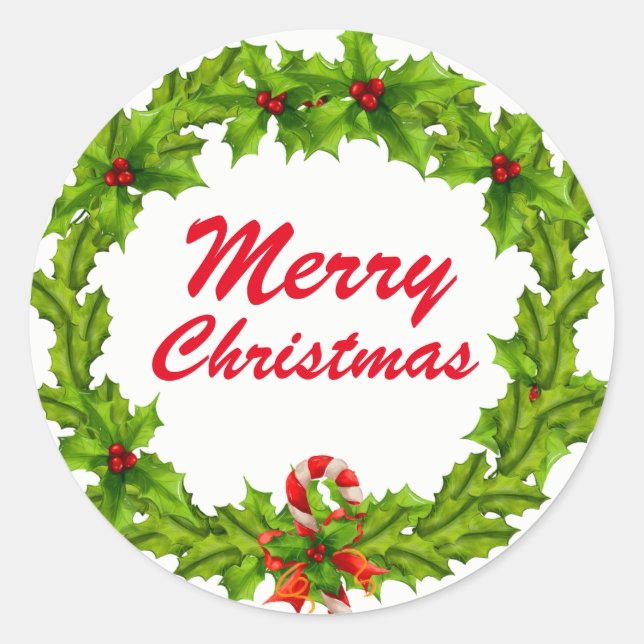 Weihnachten, Merry Christmas wreath Runder Aufkleber (Vorderseite)