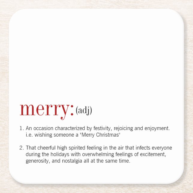 Weihnachten - Merry Definition Urlaub Rechteckiger Pappuntersetzer (Vorderseite)