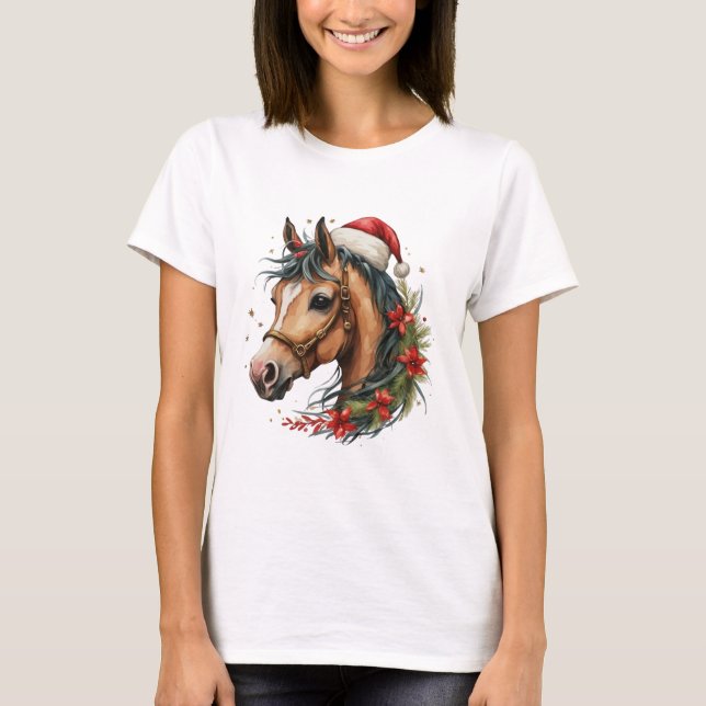 Weihnachten Merry Horsemas Weihnachtspferd T-Shirt (Vorderseite)