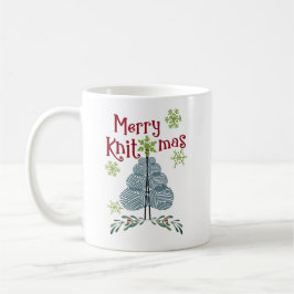 Weihnachten Merry Knitmas Garnbaum und Schneeflock Kaffeetasse
