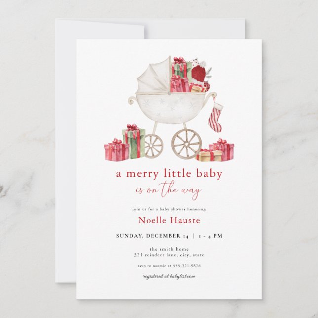 Weihnachten Merry Little Baby Dusche Einladung (Vorderseite)