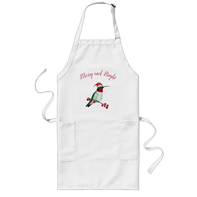 Weihnachten Merry und hell Santa Hummingbird Lange Schürze (Vorne)
