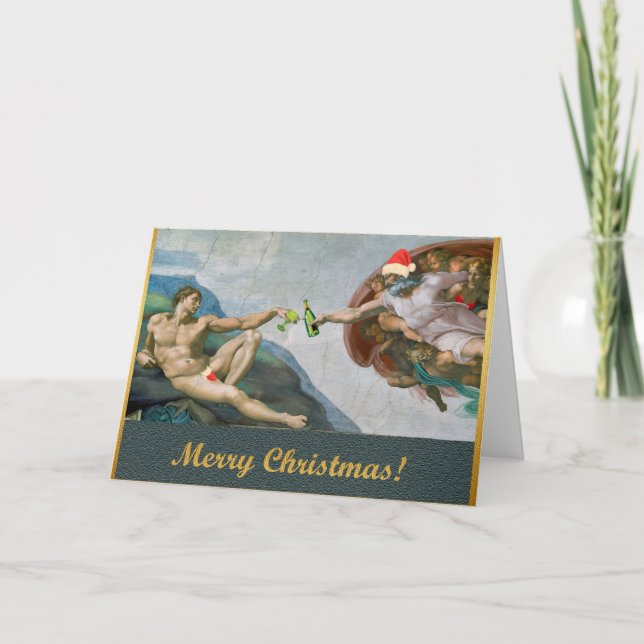Weihnachten Michelangelo Funny Grußkarte (Vorderseite)