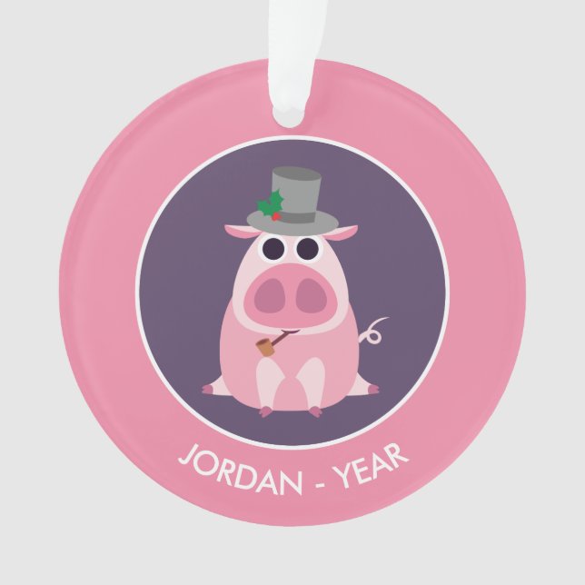 Weihnachten misstrauisch das Schwein Ornament (Vorderseite)