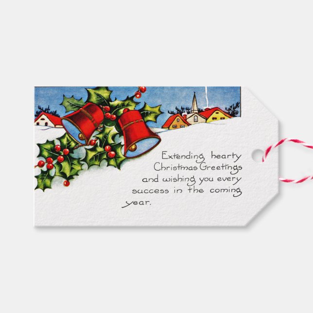 Weihnachten Mistletoe & Bells Geschenkanhänger (Vorderseite (Horizontal))
