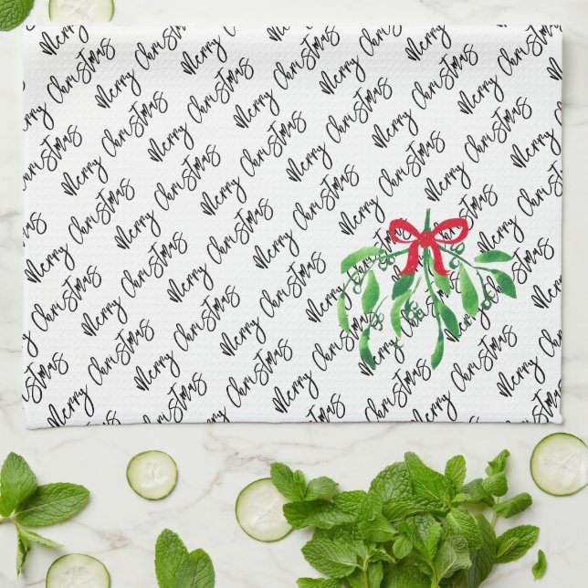 Weihnachten Mistletoe Kiss NAME Feierlicher Feiert Geschirrtuch (Gefaltet)