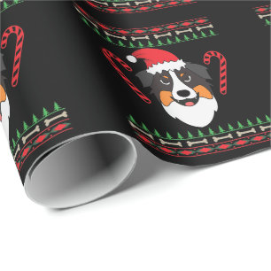 Weihnachten mit Australian Shepherd Hund Geschenkpapier