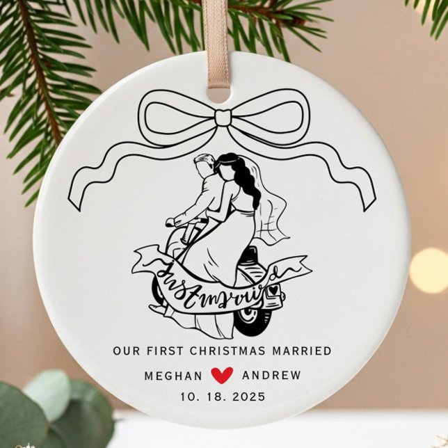 Weihnachten mit Bridge & Groom Motorrad Keramik Ornament (Von Creator hochgeladen)