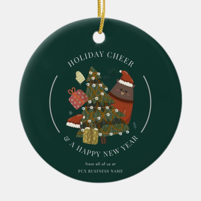 Weihnachten mit Business-Logos Moderne, zeitgemäße Keramik Ornament (Vorne)