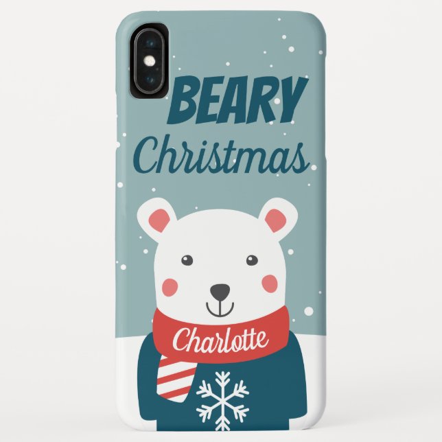 Weihnachten mit Cartoon Eisbär Case-Mate iPhone Hülle (Rückseite)