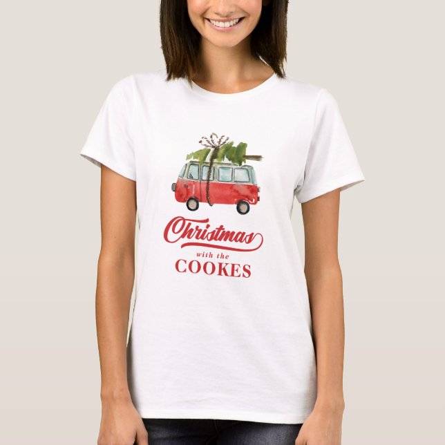 Weihnachten mit dem… Vintagen Auto-Weihnachtsbaum T-Shirt (Vorderseite)