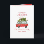 Weihnachten mit dem...Vintager Wasserfarbvan Karte<br><div class="desc">Erleben Sie festliche Stimmung mit diesem lustigen Aquarellauto und dem Weihnachtsbaumdesign. Ein wunderschönes, von Hand bemaltes rotes Auto und ein grüner Baum verleihen dem Haus ein traditionelles rustikales Ambiente, das durch modernen, trendigen, kühlen Skript-Schriftart ergänzt wird. Der Text kann mit Ihrem Familiennamen und Ihrer Nachricht personalisiert werden, um ihn besonders...</div>