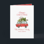 Weihnachten mit dem...Vintager Wasserfarbvan Karte<br><div class="desc">Erleben Sie festliche Stimmung mit diesem lustigen Aquarellauto und dem Weihnachtsbaumdesign. Ein wunderschönes, von Hand bemaltes rotes Auto und ein grüner Baum verleihen dem Haus ein traditionelles rustikales Ambiente, das durch modernen, trendigen, kühlen Skript-Schriftart ergänzt wird. Der Text kann mit Ihrem Familiennamen und Ihrer Nachricht personalisiert werden, um ihn besonders...</div>