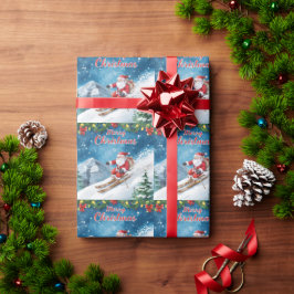 Weihnachten mit dem Weihnachtsmann auf dem Berg Geschenkpapier