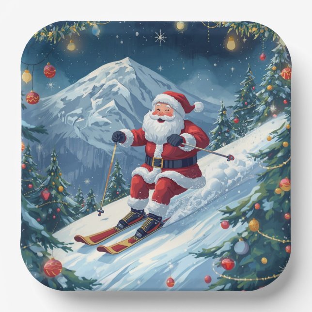 Weihnachten mit dem Weihnachtsmann auf dem Berg Pappteller (Vorderseite)