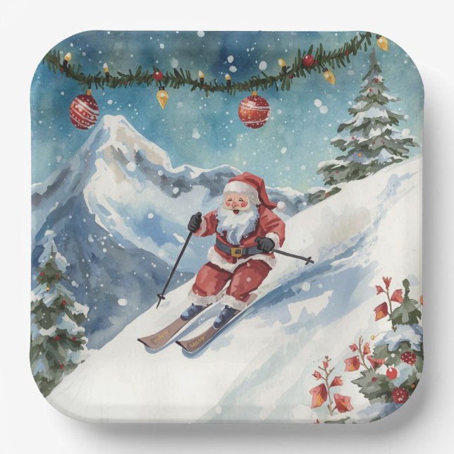 Weihnachten mit dem Weihnachtsmann auf dem Berg Pappteller (Vorderseite)