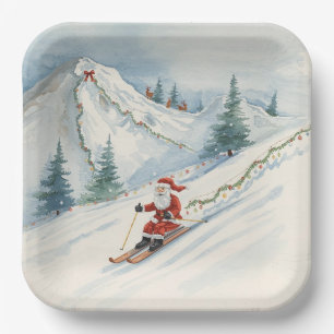 Weihnachten mit dem Weihnachtsmann auf dem Berg Pappteller
