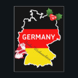 Weihnachten mit deutscher Karte, Flagge und Sankt<br><div class="desc">Die Kontur der Karte von Deutschland mit der nationalen Flagge,  die das Innere umfaßt. Der Ländername wird über der Karte gelegt. Ein roter Weihnachtsmann wird verlassen unten zusammen mit "frohen Weihnachten" auf Deutsch "Frohe Weihnachten"</div>