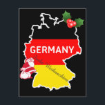 Weihnachten mit deutscher Karte, Flagge und Sankt<br><div class="desc">Die Kontur der Karte von Deutschland mit der nationalen Flagge,  die das Innere umfaßt. Der Ländername wird über der Karte gelegt. Ein roter Weihnachtsmann wird verlassen unten zusammen mit "frohen Weihnachten" auf Deutsch "Frohe Weihnachten"</div>