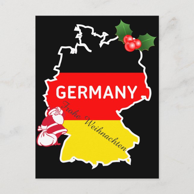 Weihnachten mit deutscher Karte, Flagge und Sankt (Vorderseite)