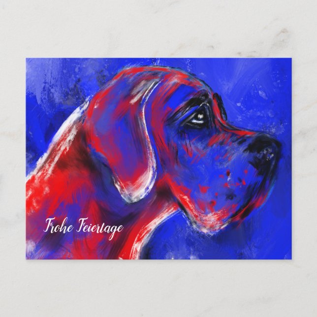 Weihnachten mit Doggen Portrait Postkarte (Vorderseite)