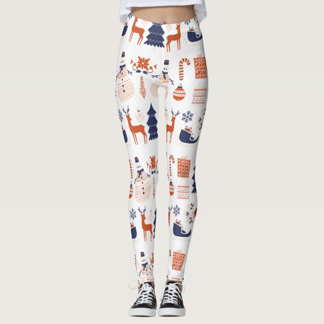 Weihnachten mit eigener Marke in rosa blauen Leggi Leggings (Vorderseite)