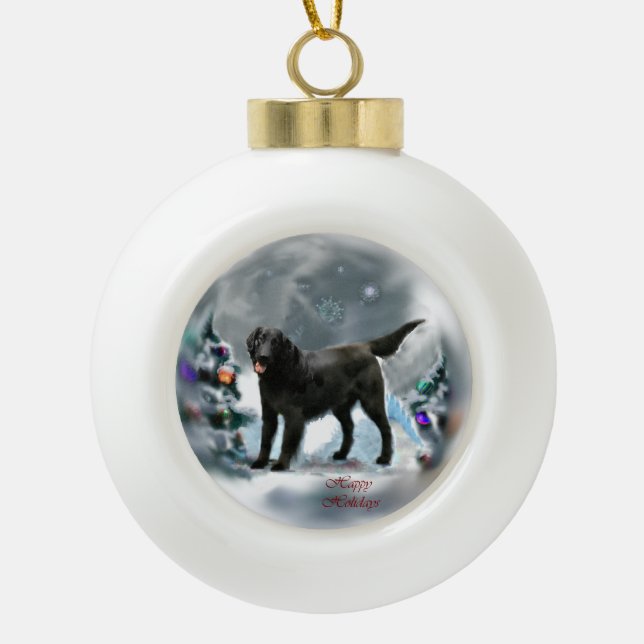 Weihnachten mit Flachbildschirm Keramik Kugel-Ornament (Vorderseite)