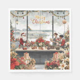 Weihnachten mit Floristen am Flughafen Serviette