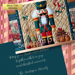 Weihnachten mit gequiltem Design Nutcracker Folien Feiertagskarte