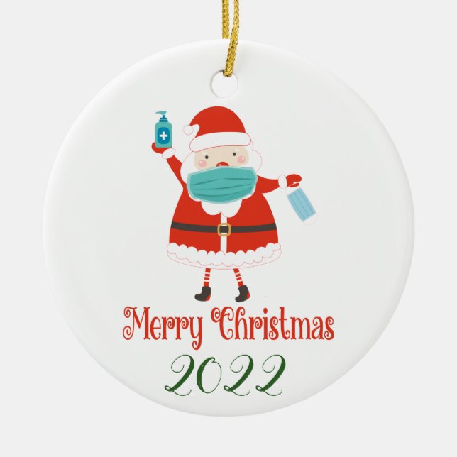 Weihnachten mit Gesichtsmaske und Sanitäter Keramik Ornament (Vorne)