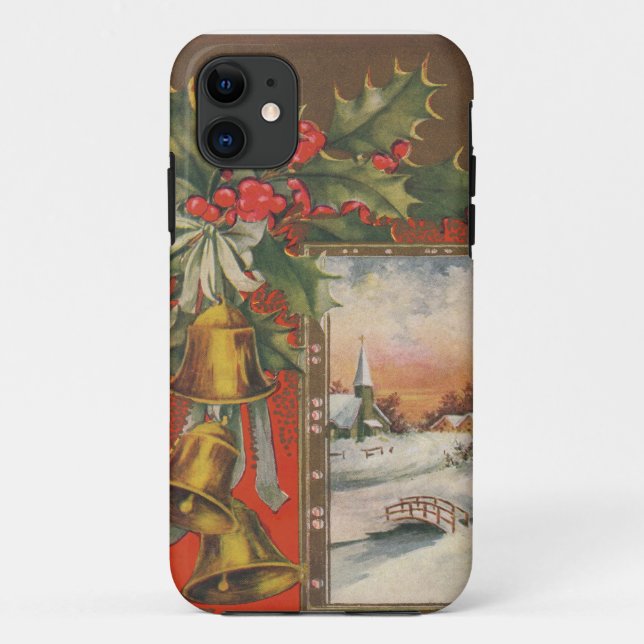Weihnachten mit Glocken, Holly, Dorf Case-Mate iPhone Hülle (Rückseite)