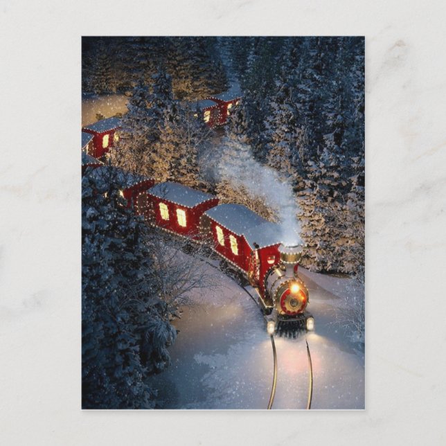 Weihnachten mit historischem Zug Postkarte (Vorderseite)