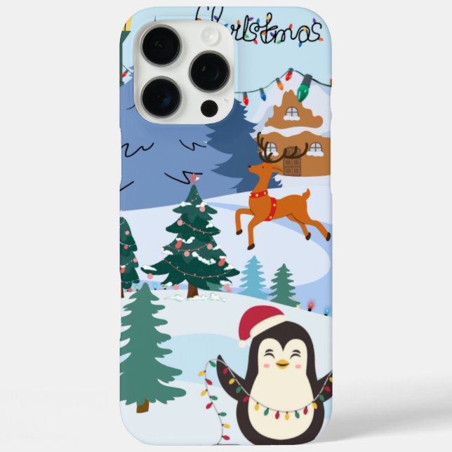 Weihnachten mit hpenguinischen Lichtern iPhone 16 Pro Max Hülle (Rückseite)