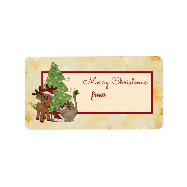 Weihnachten mit Katze Adressaufkleber (Vorne)