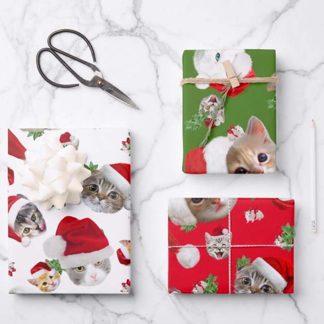Weihnachten mit Katze und Maus Geschenkpapier Set (Vorderseite)