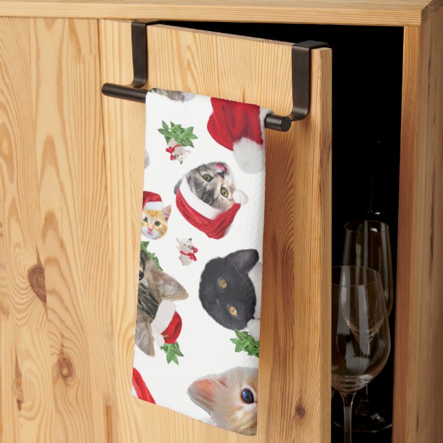 Weihnachten mit Katze und Maus Geschirrtuch (Drittel gefaltet)