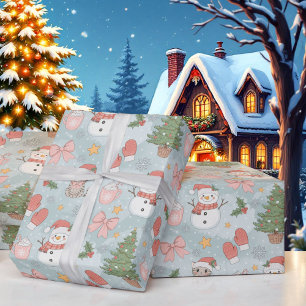 Weihnachten mit Katzen Snowmen Kekse & Milch Geschenkpapier