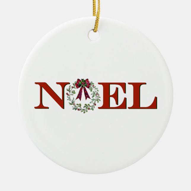 Weihnachten mit Kranz Keramik Ornament (Vorne)