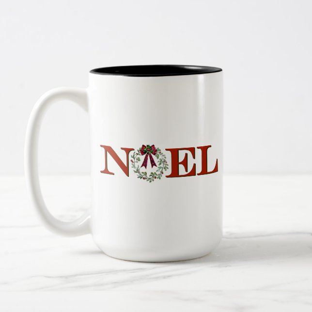 Weihnachten mit Kranz Zweifarbige Tasse (Links)