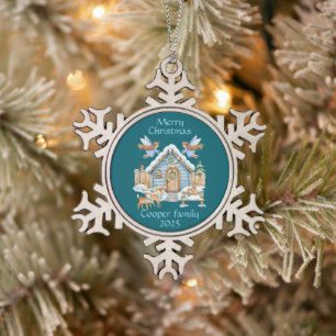Weihnachten mit Laune  Schneeflocken Zinn-Ornament