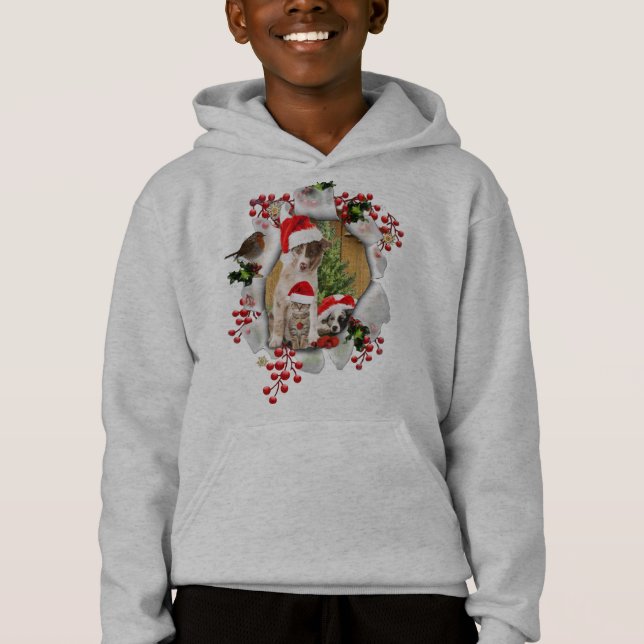Weihnachten mit Liebhabern von Haustieren feiern Hoodie (Vorderseite)