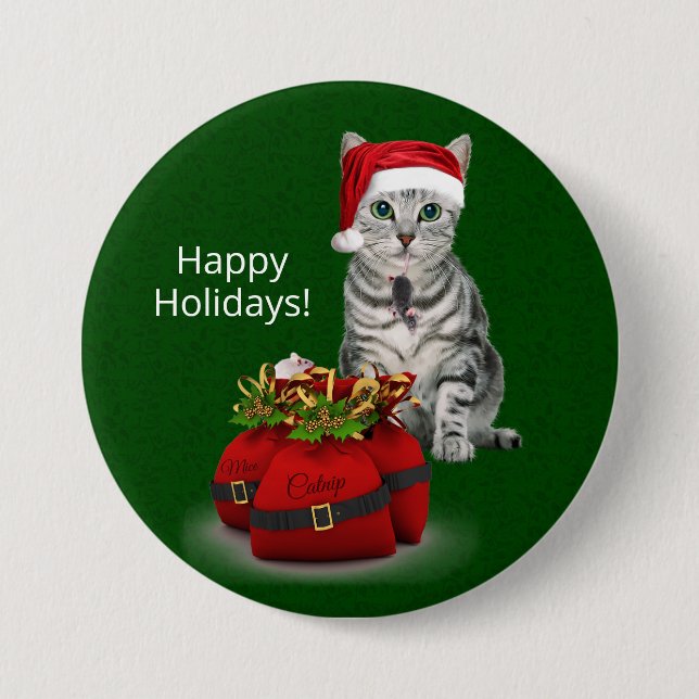 Weihnachten mit Maus auf Grün Button (Vorderseite)