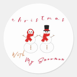 Weihnachten mit meinem Schneemann | Niedlicher Wei Runder Aufkleber