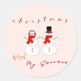 Weihnachten mit meinem Schneemann | Niedlicher Wei Runder Aufkleber