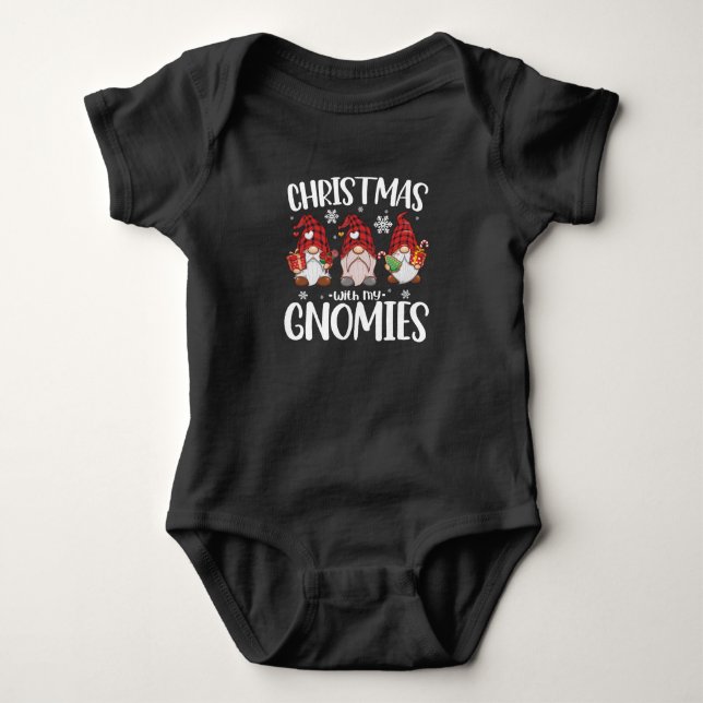 Weihnachten mit meinen Gnomen Buffalo Red Kariert  Baby Strampler (Vorderseite)