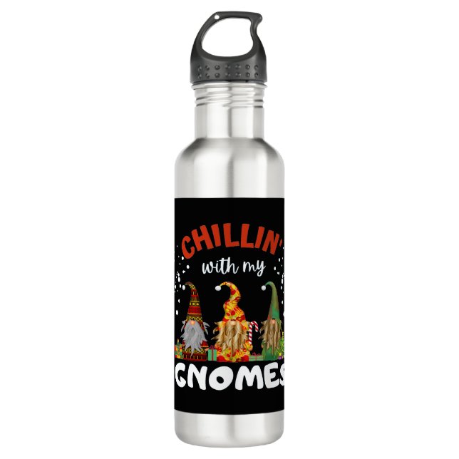 Weihnachten mit meinen Gnomen Edelstahlflasche (Vorderseite)