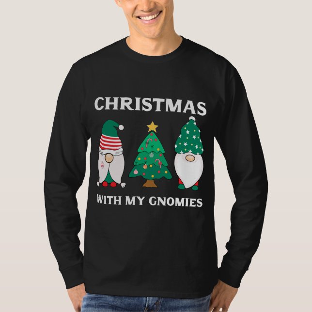 Weihnachten mit meinen Gnomen Funny Gnome Pun Xmas T-Shirt (Vorderseite)