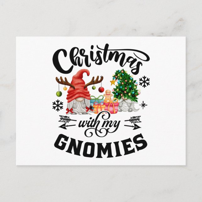 Weihnachten mit meinen Gnomen Weihnachtsbrunnen Postkarte (Vorderseite)